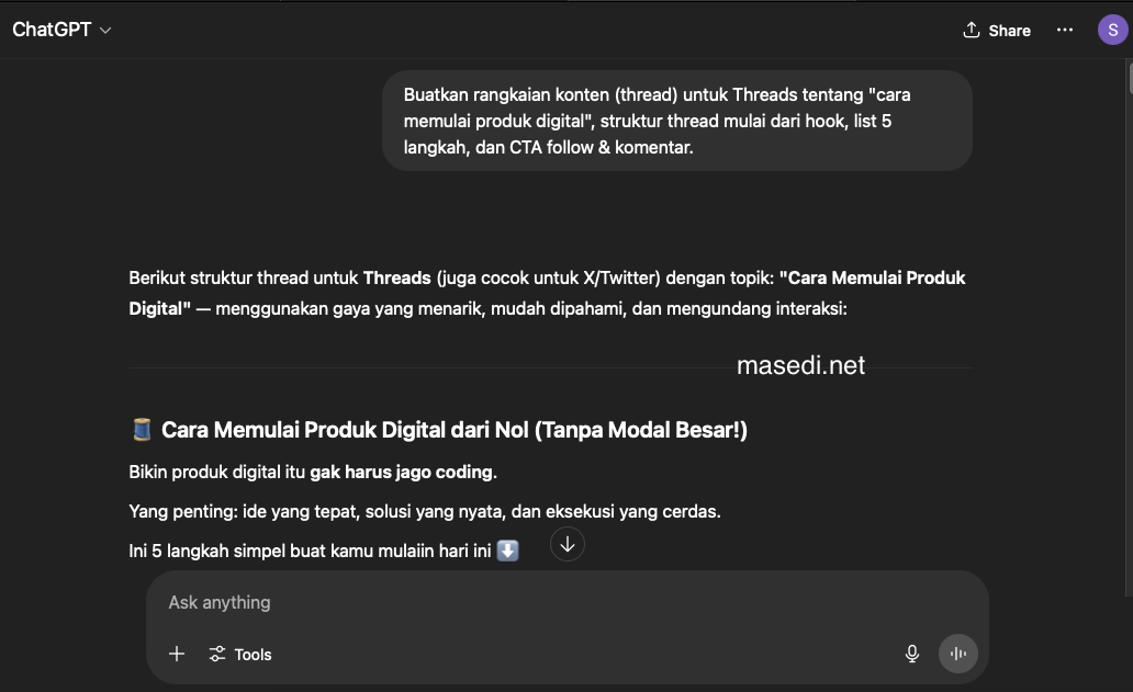 Struktur Prompt AI untuk Konten Sosial Media Threads